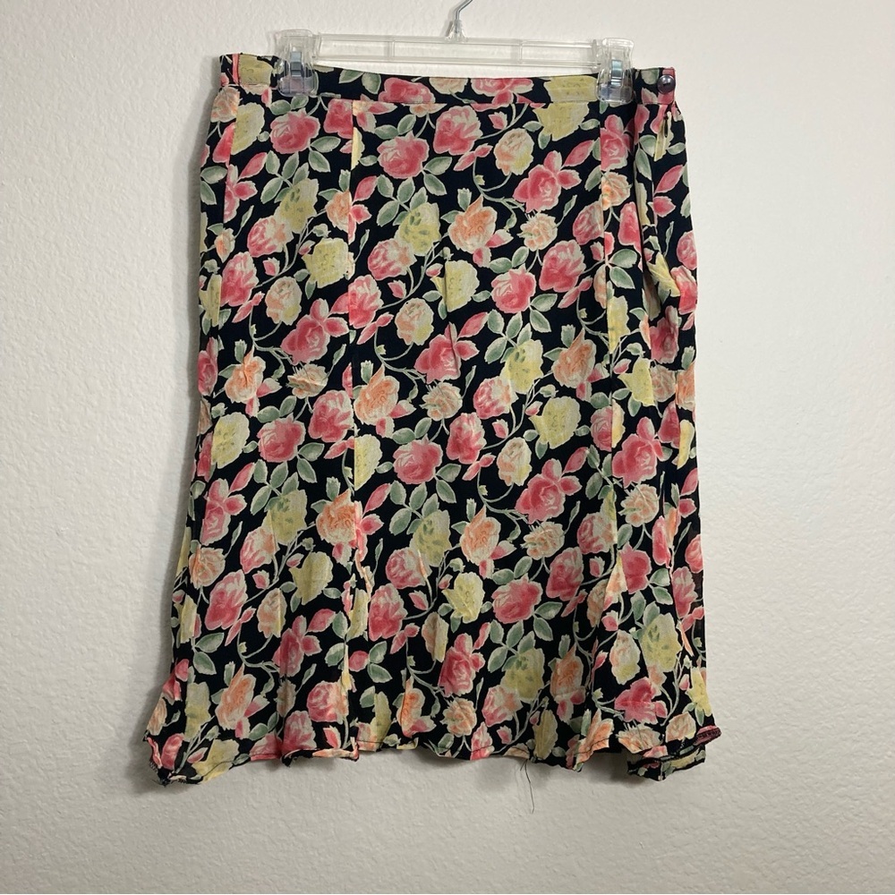 Vintage Jennifer Moore Floral Skirt - Tea Length - Size 14 Petite